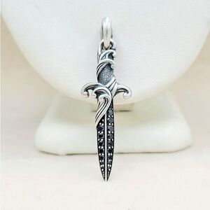 David Yurman Waves Dagger Amulet With Black Diamonds